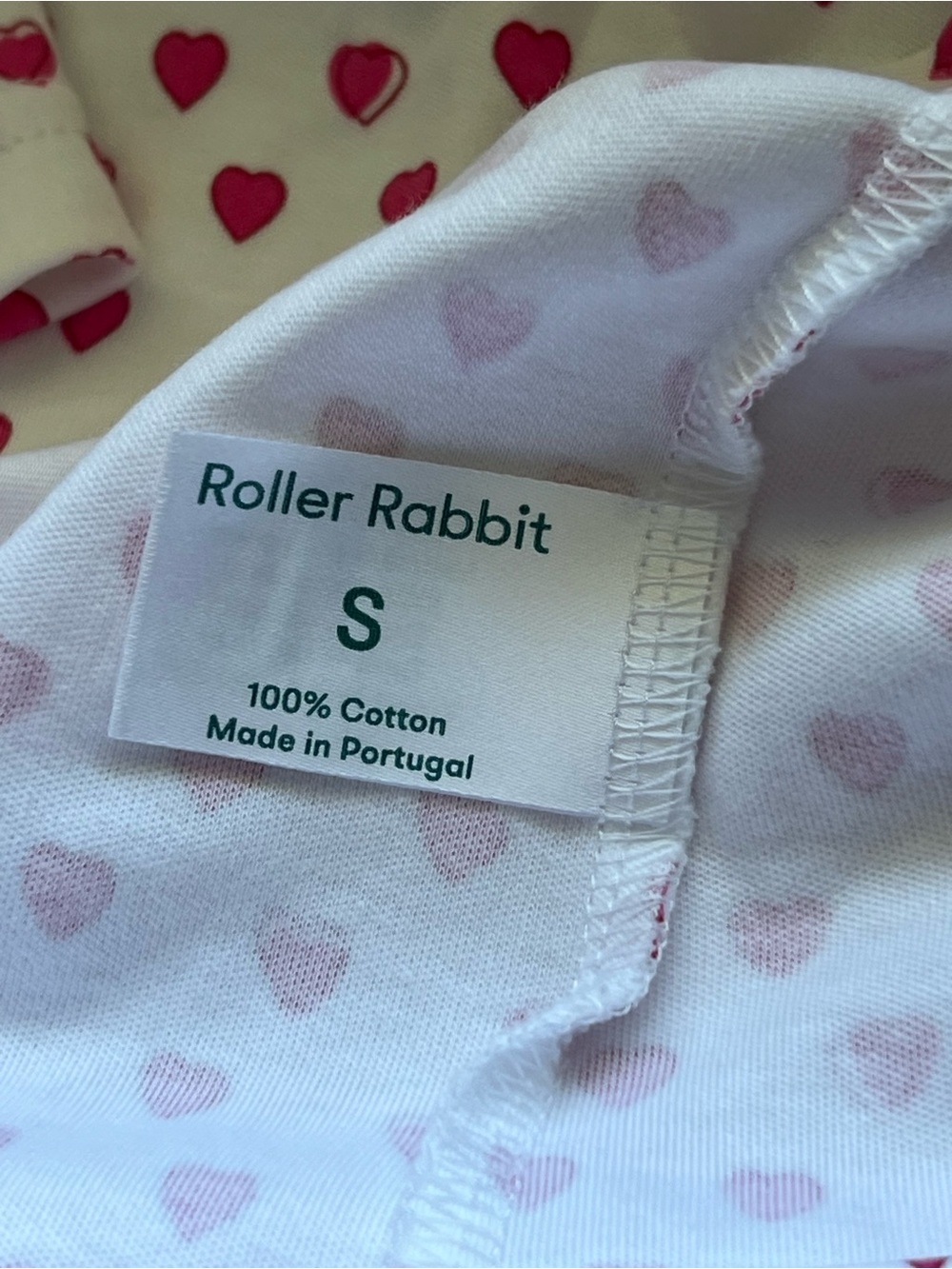 Roller Rabbit Hearts Pajama Set Pink White Size S - Picture 7 of 8